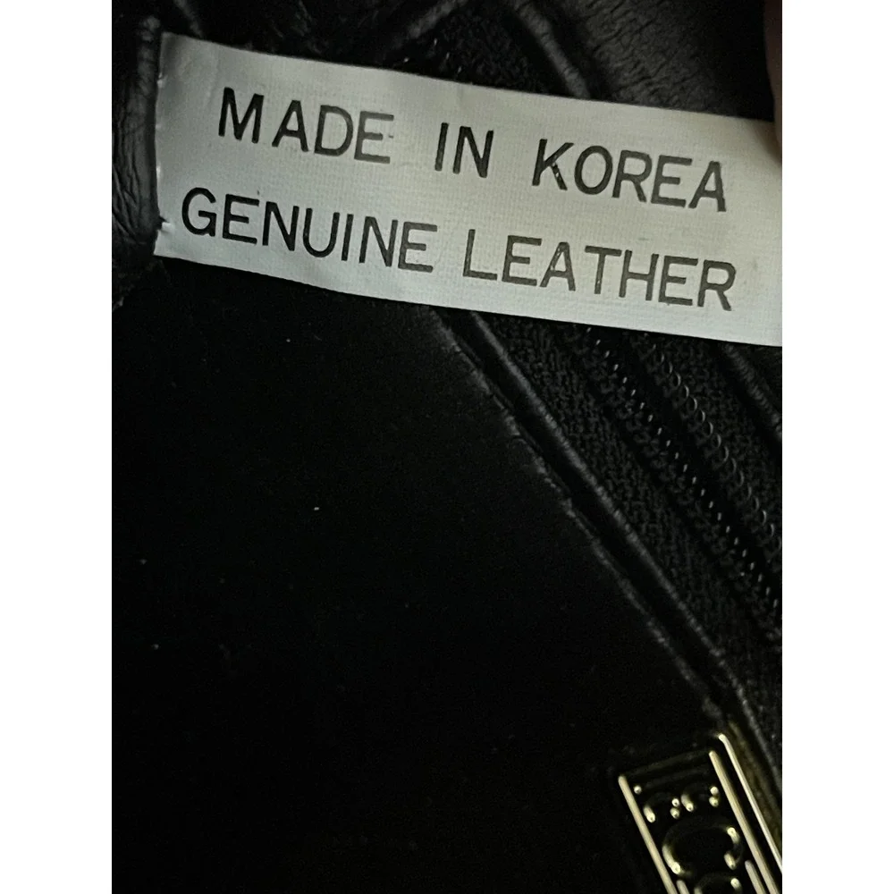 Vintage Courtenay Black Crossbody Leather Patent  Purse Oval Chain‎ Bag Korea - Picture 4 of 8